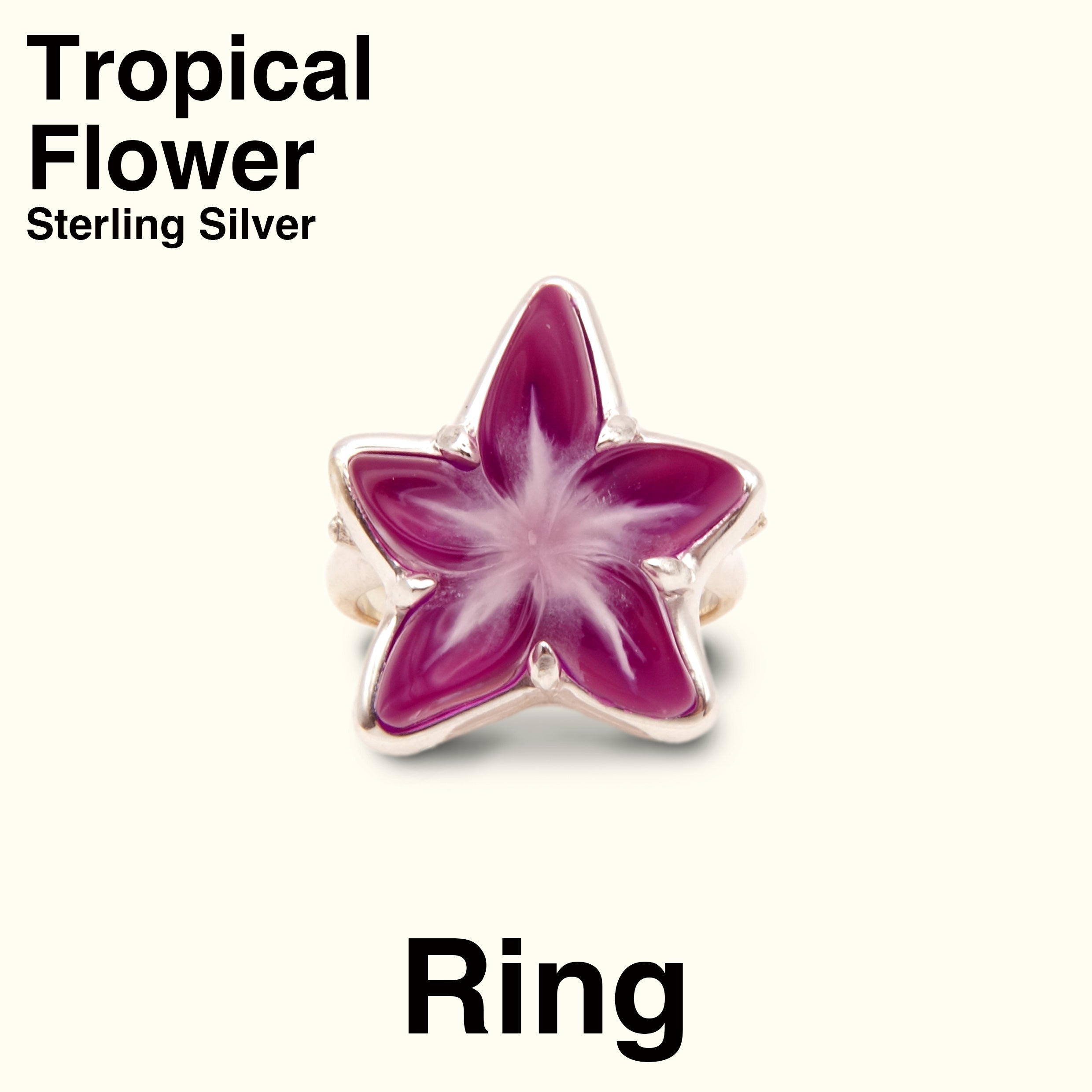 Tropical Flower Ring [Sterling Silver / Purple]