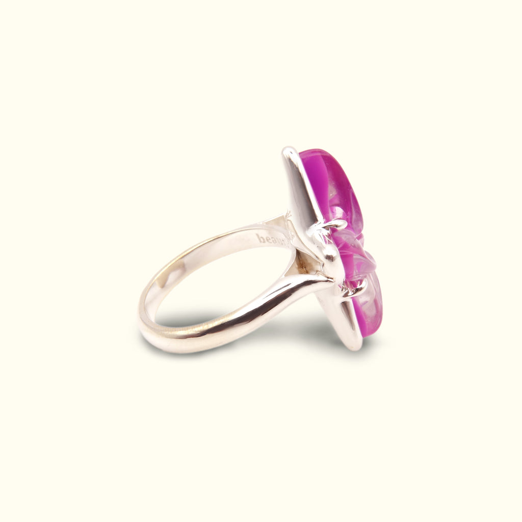 Tropical Flower Ring [Sterling Silver / Purple]