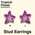 Tropical Flower Stud Earrings [SterlingSilver / Purple]