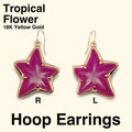Tropical Flower Hoop Earrings [18K Yellow Gold / Purple]