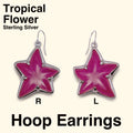 Tropical Flower Hoop Earrings [Sterling Silver/ Purple]