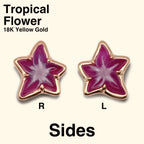 Tropical Flower Pendant [Sides / 18K Yellow Gold / Purple]