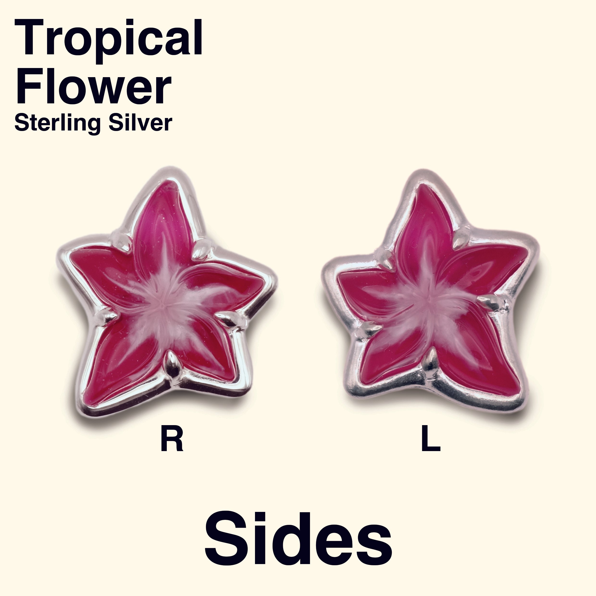 Tropical Flower Pendant [Sides / Sterling Silver / Purple]