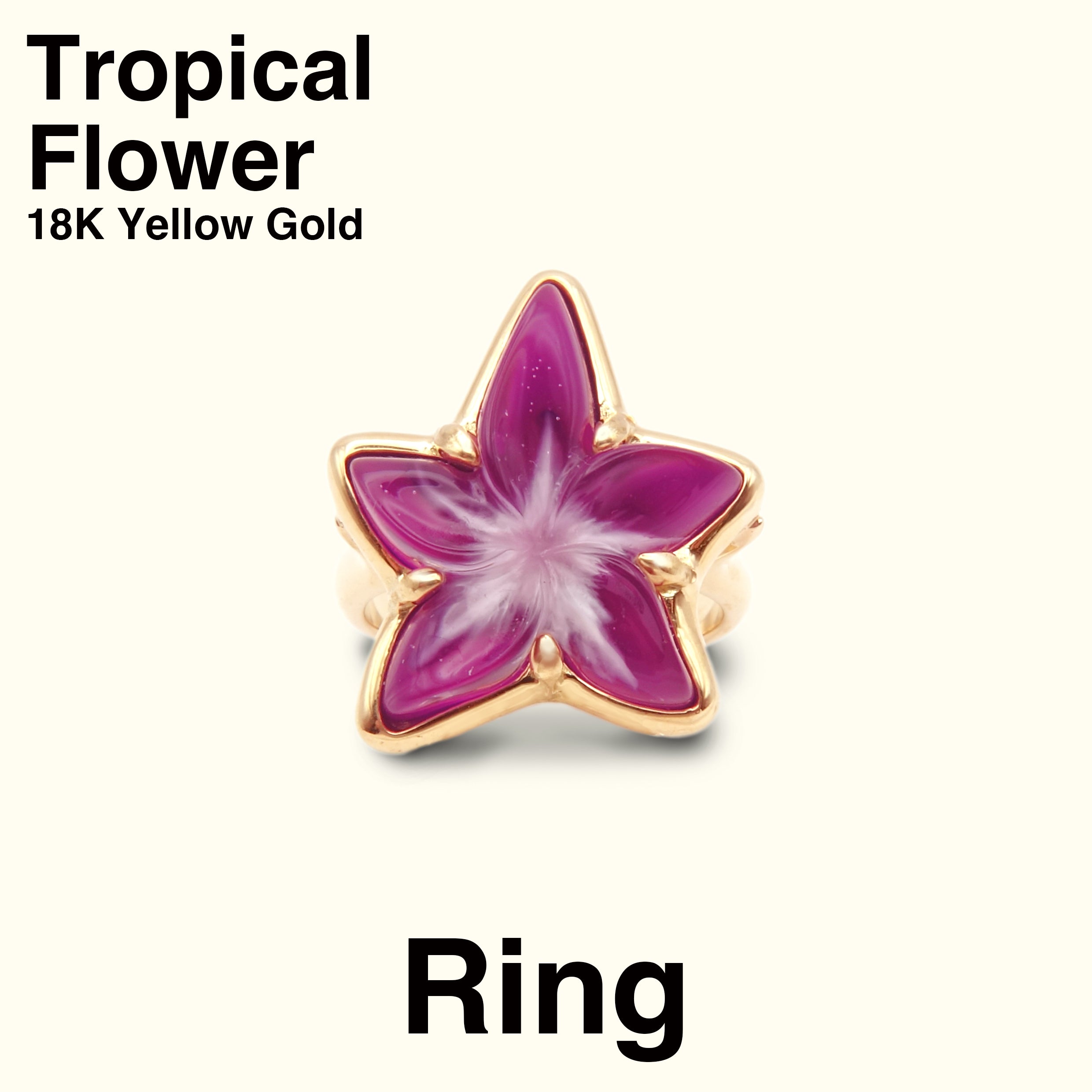 Tropical Flower Ring [18K Yellow Gold / Purple]