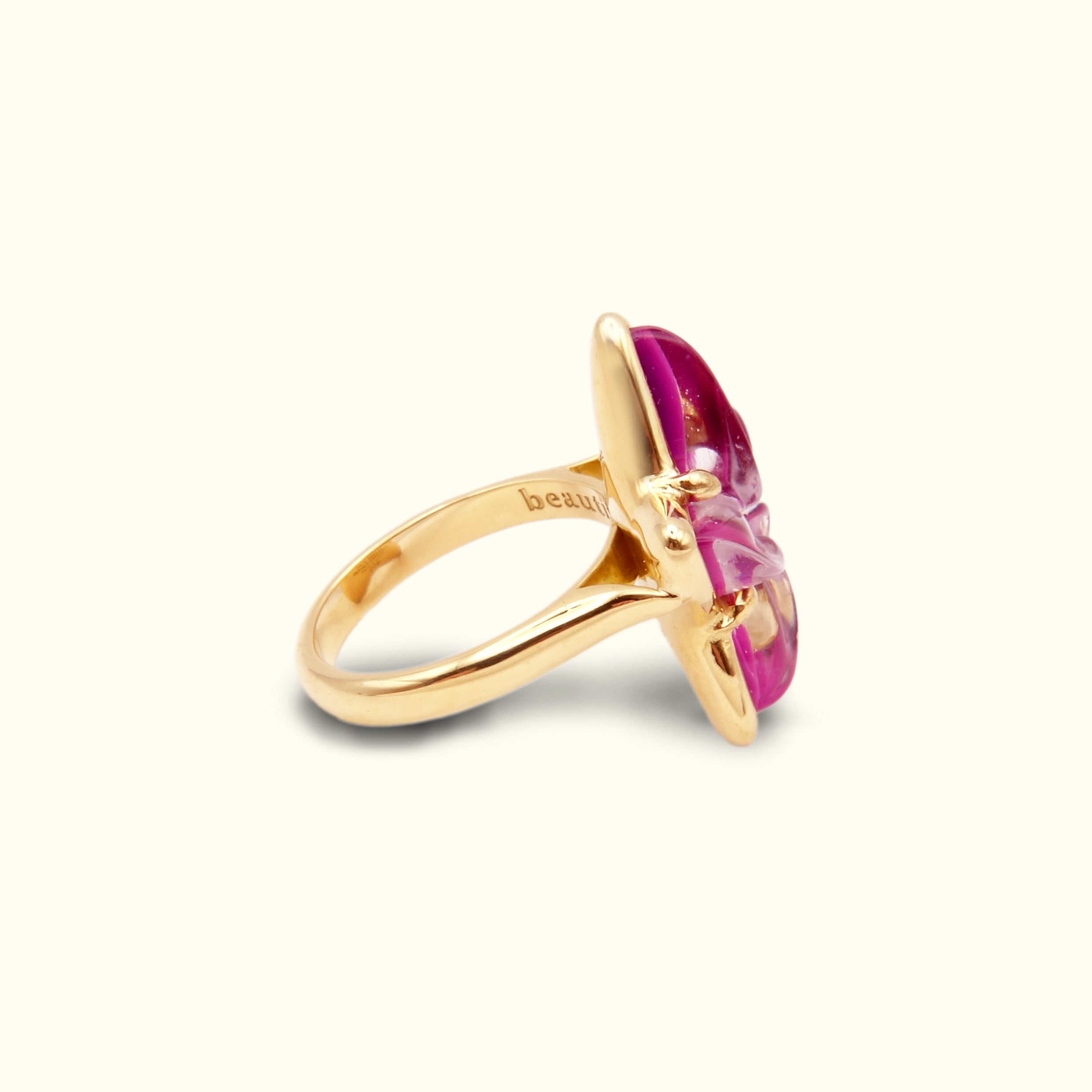 Tropical Flower Ring [18K Yellow Gold / Purple]