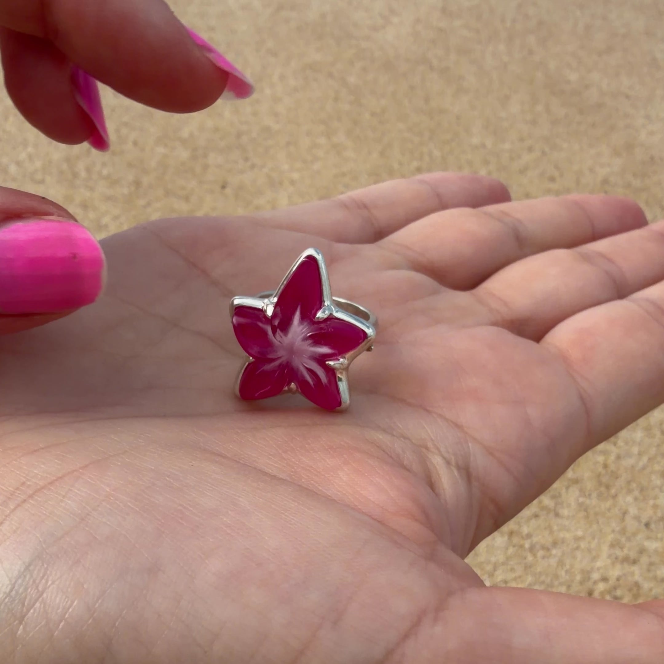 Tropical Flower Ring [Sterling Silver / Purple]